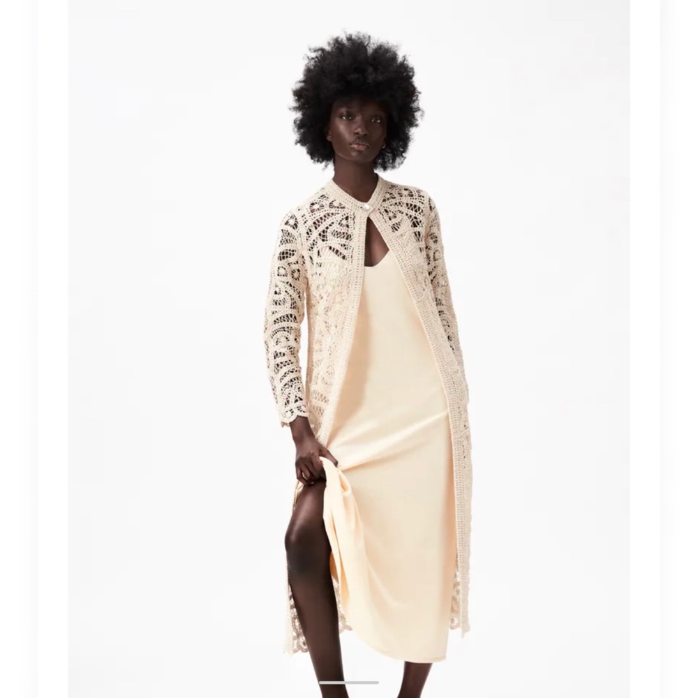 Zara embroidered guipure lace coat limited edition